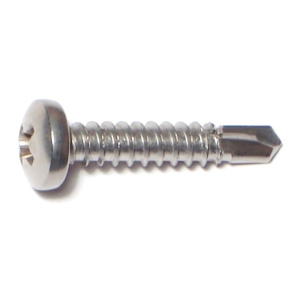 Midwest Fastener Self-Drilling Screw, #10 x 1 in, Zinc Plated Stainless Steel Pan Head Phillips Drive, 100 PK 09839